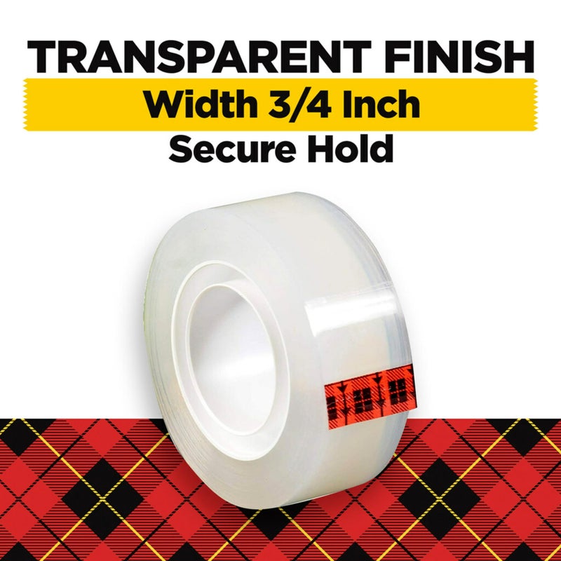 Scotch Transparent Tape, Clear Tape Engineered for Office and Home Use, 1 Inch Core, 3/4 in x 1000 in, 12 Rolls - Image 2