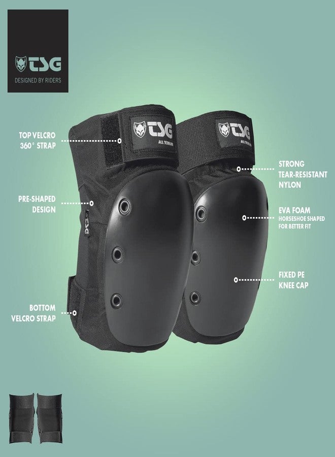 TSG Kneepad All Terrain Protective Pad, Skateboarding, Hardshell, EVA Foam, PE Knee Cap, Pre Shaped, Horseshoe, Tear Resistant Nylon, Top 360 Degree Strap, Pull Over, Swiss Design, Black - Image 3