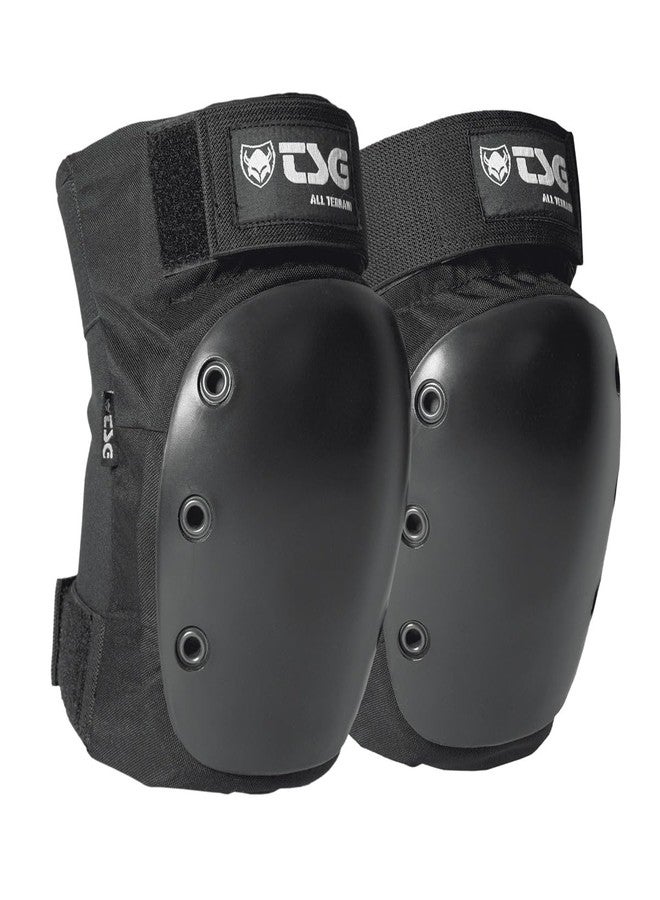 TSG Kneepad All Terrain Protective Pad, Skateboarding, Hardshell, EVA Foam, PE Knee Cap, Pre Shaped, Horseshoe, Tear Resistant Nylon, Top 360 Degree Strap, Pull Over, Swiss Design, Black - Image 1
