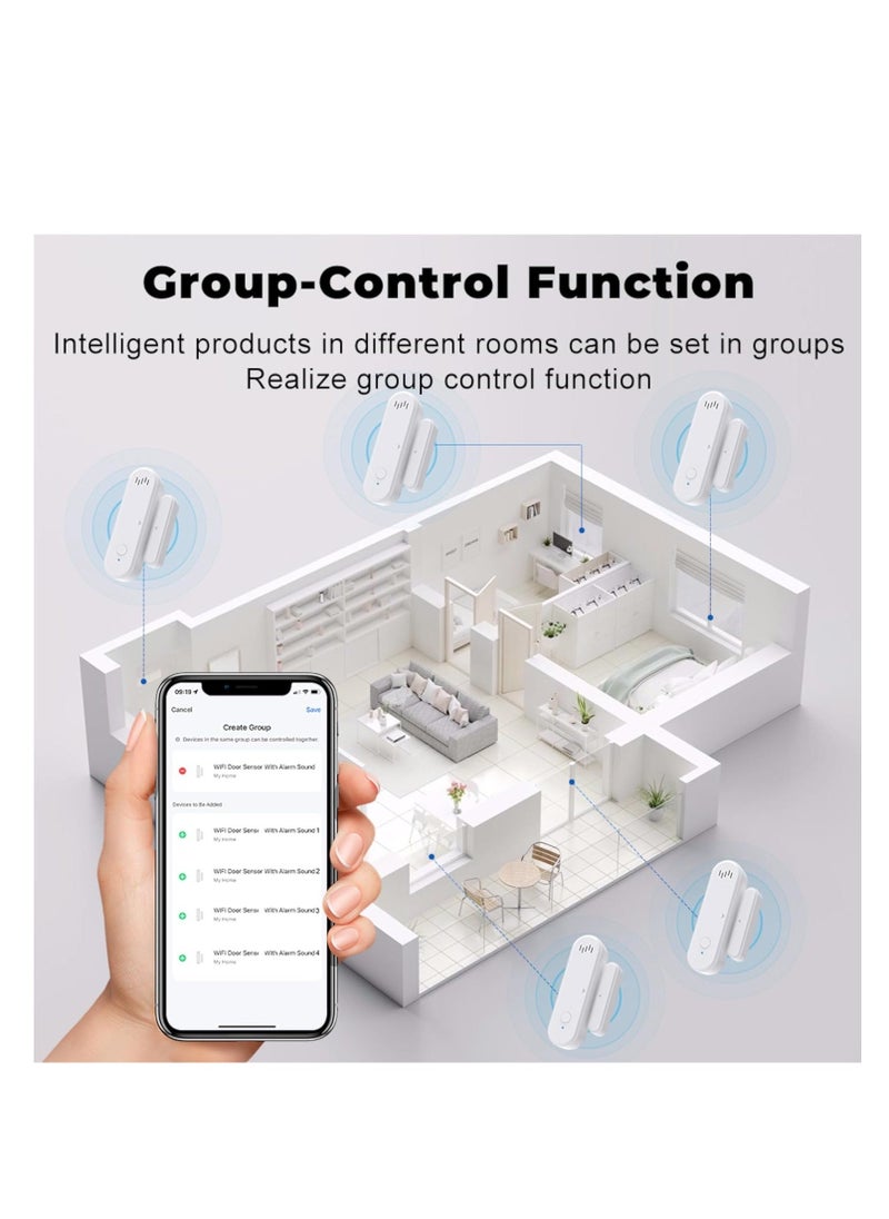 Smart Home Security System, Window Alarm Sensors, Door Alarms for Kids Safety, Freezer Refrigerator Door Alarm System, Apartment Security System, WiFi Freezer Alarm, Motion Door Chime Sensor