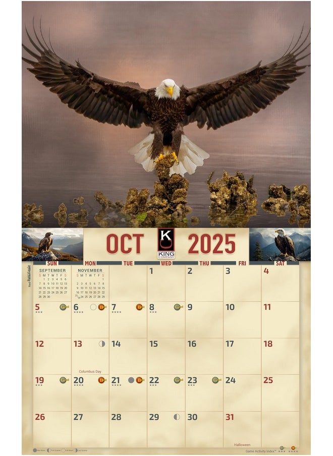 The KING Company - Ey Wall Calendar 16-Month X-Large Size 14X22, Best Eagle, Hawk, Birds Calendar By The King Company-Monster Calendars (2025 Birds Of Prey Wall Calendar) - Image 1