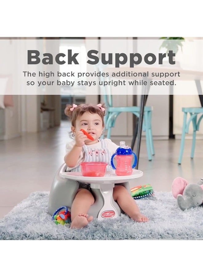 Nuby My Floor Seat, Soft Foam Cushion with Safety Harness and High Back Design, for Ages 4-12 Months, Gray - Image 3