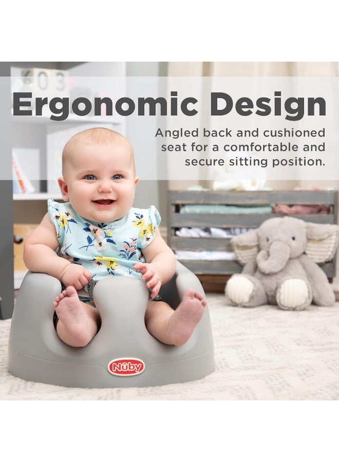 Nuby My Floor Seat, Soft Foam Cushion with Safety Harness and High Back Design, for Ages 4-12 Months, Gray - Image 4