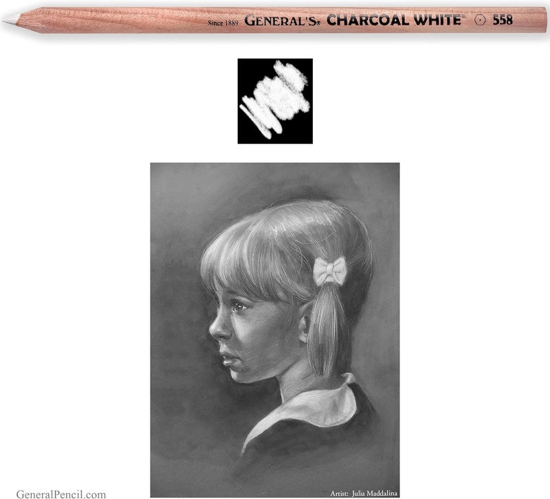 General's Charcoal White Drawing Pencil - 12 Count - Image 2