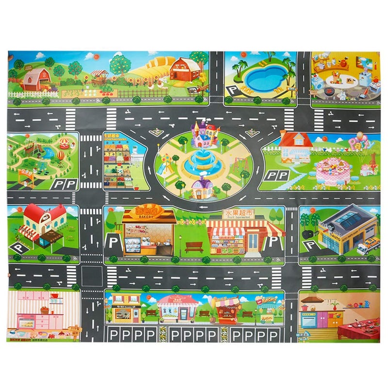 Plastic Toy Rug Self Cleaning Oil Free ClothWashable for Floor Or TableKids Carpet PVC City LifeEducational Road Traffic Play Mat Learning Carpets for Kids