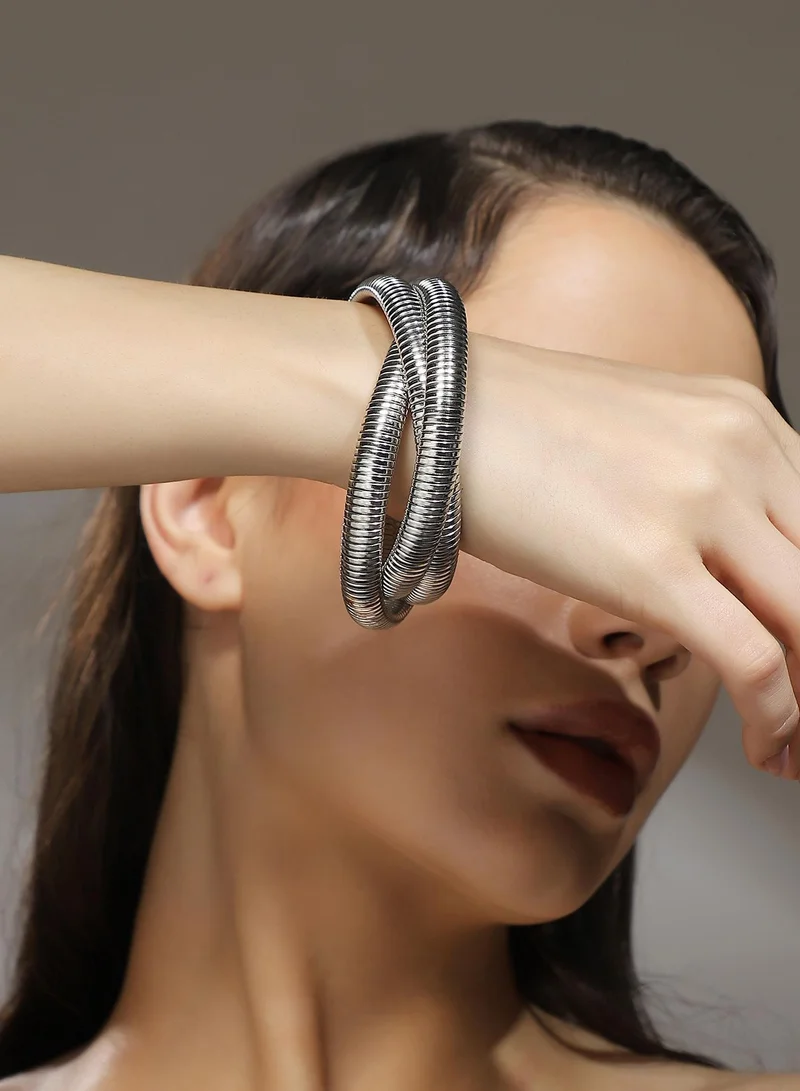 SOHI Snake-Ribbed Bangle Artificial Bracelet Jewellery
