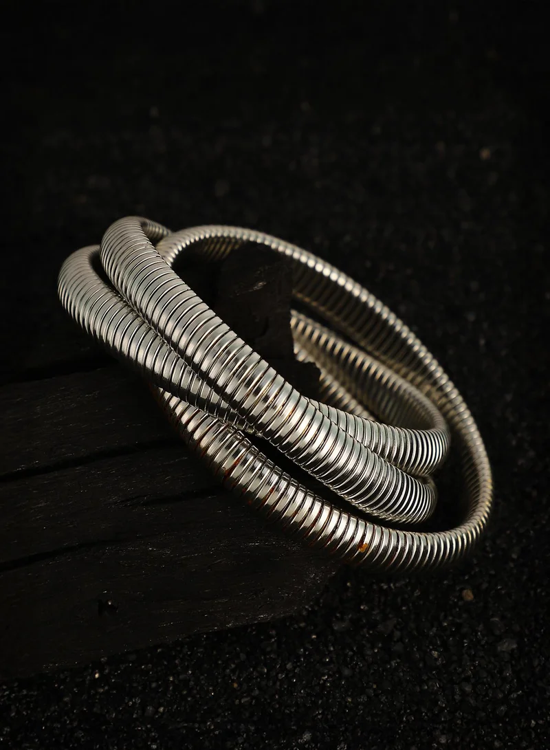 SOHI Snake-Ribbed Bangle Artificial Bracelet Jewellery