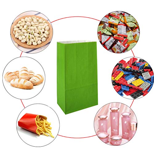 KEYYOOMY 100 CT Small Green Paper Bags Green Party Favor Bags Party Goodie Bag Paper Lunch Bag (100 CT, 3.1 X 5.1 X 9.4 In) - Image 3