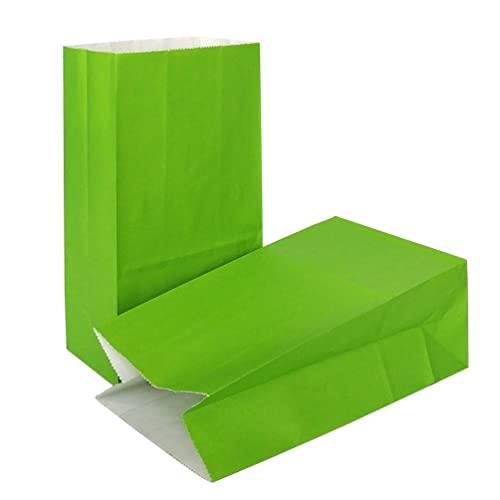 KEYYOOMY 100 CT Small Green Paper Bags Green Party Favor Bags Party Goodie Bag Paper Lunch Bag (100 CT, 3.1 X 5.1 X 9.4 In) - Image 1