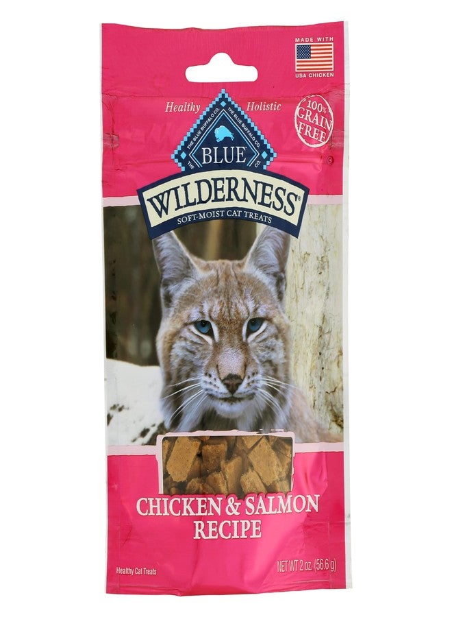 بلو بافلو مكافآت بلو بافالو ويلدرنس الناعمة والرطبة للقطط، بنكهة الدجاج والسلمون، خالية من الحبوب بنسبة 100%، خالية من الذرة، خالية من القمح، خالية من الصويا، 2 أونصة (عبوة من 12 قطعة) - Image 1