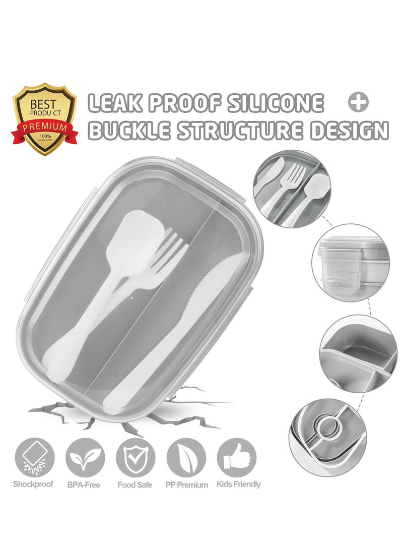 Chielor Chielor Bento Box Adults Lunch Box, Bento Lunch Box for Men Women Boys Girls School, Leakproof Lunch Containers with Lunch Bag, Cup, Spoon, Forks, Dishcloth, Microwave/Dishwasher/Freezer Safe  - Image 4