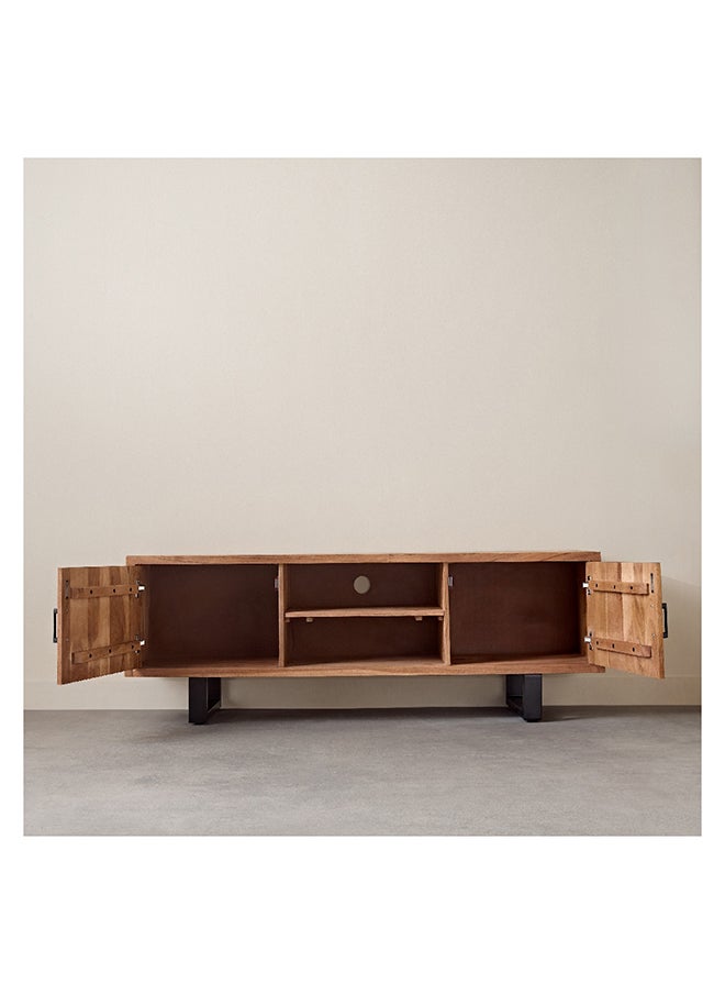 Home Box وحدة تلفاز من الخشب الصلب ذات حافة حية ببابين كوتا لتلفزيونات تصل إلى 65 إنش 40 x 55 x 160 سم  - Image 5