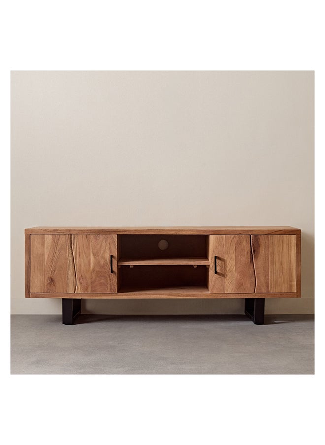 Home Box وحدة تلفاز من الخشب الصلب ذات حافة حية ببابين كوتا لتلفزيونات تصل إلى 65 إنش 40 x 55 x 160 سم  - Image 4