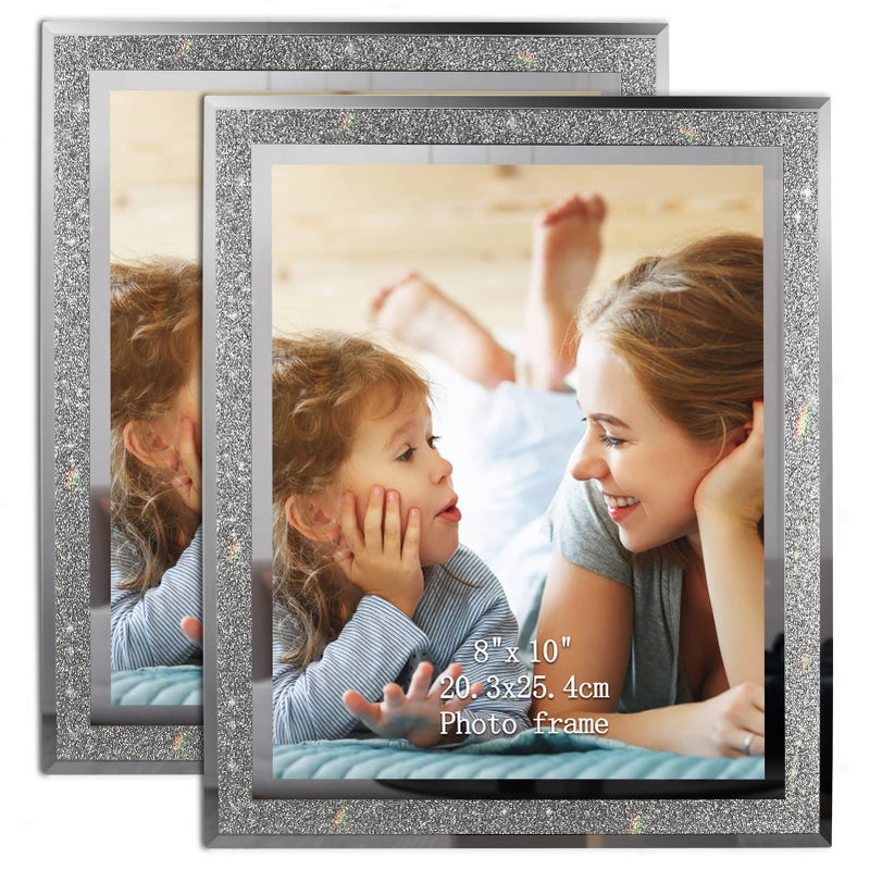 Calenzana 8x10 Picture Frame Sparkle Glass Photo Frames for Tabletop, 8 x 10 inch, 2 Pack - Image 1