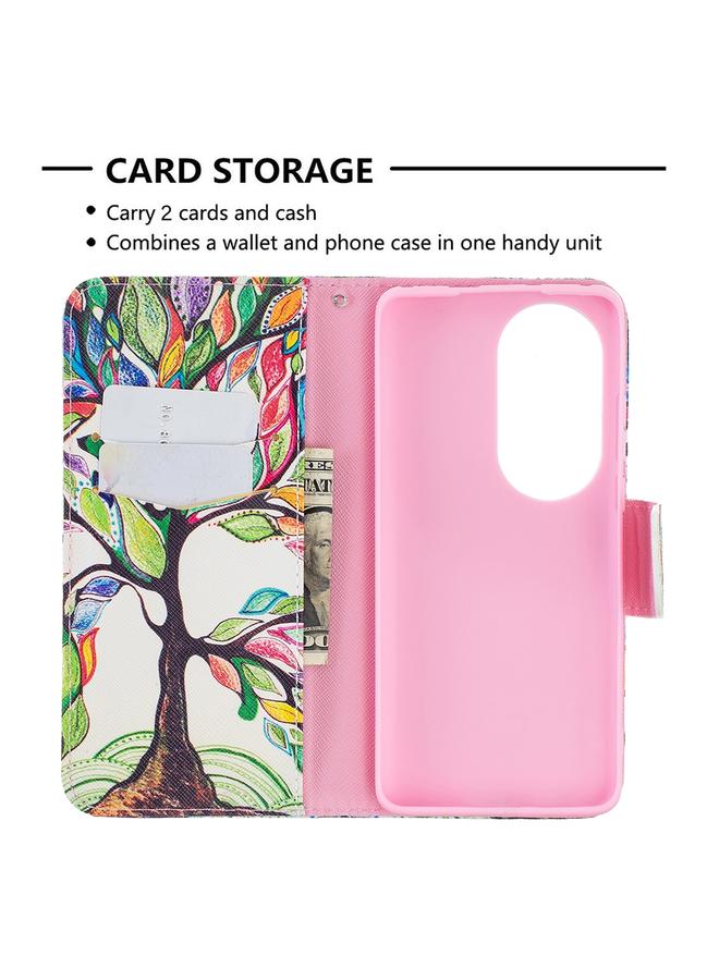 Zaboon Case For Huawei P50 Pro Colored Drawing Pattern Horizontal Flip Leather Case with Holder & Card Slots & Wallet - Image 5