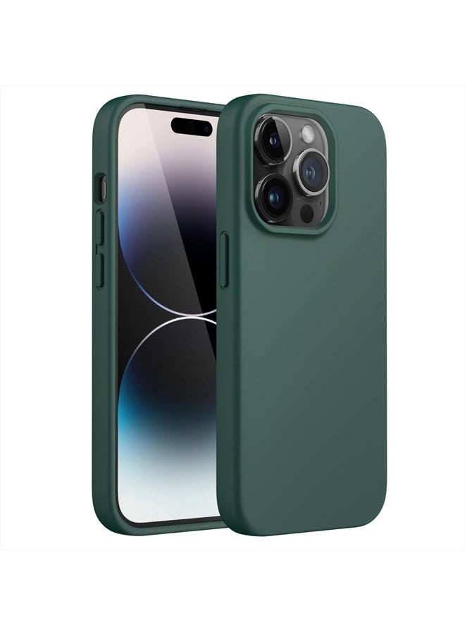 Jetech Silicone Case for iPhone 14 Pro 6.1-Inch, Silky-Soft Touch Full-Body Protective Phone Case, Shockproof Cover with Microfiber Lining (Midnight Green) - Image 1