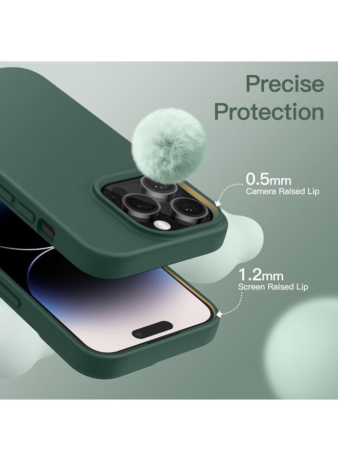 Jetech Silicone Case for iPhone 14 Pro 6.1-Inch, Silky-Soft Touch Full-Body Protective Phone Case, Shockproof Cover with Microfiber Lining (Midnight Green) - Image 5