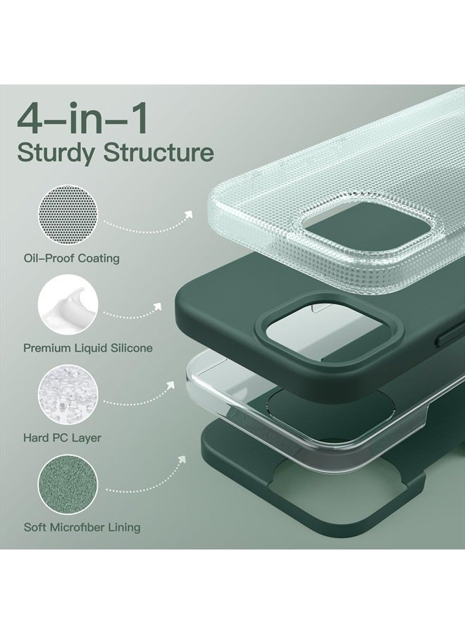Jetech Silicone Case for iPhone 14 Pro 6.1-Inch, Silky-Soft Touch Full-Body Protective Phone Case, Shockproof Cover with Microfiber Lining (Midnight Green) - Image 3