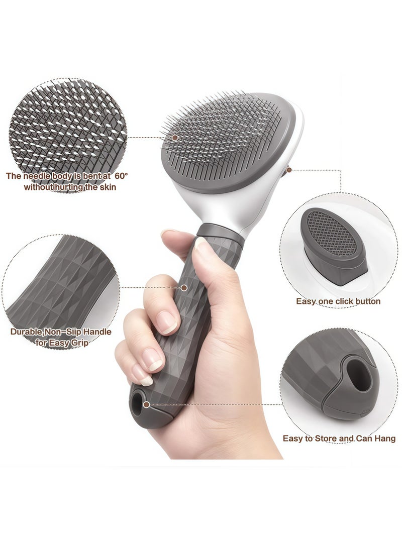 مشط القطط، فرشاة القطط، فرشاة الكلاب، فرشاة العناية بالقطط للقطط قصيرة الشعر، وطويلة الشعر، والقطط الصغيرة والقطط الصغيرة، مشط تدليك ذاتي التنظيف لإزالة الطبقة السفلية السائبة، والحصير، والتشابكات والشعر المتساقط. - Image 3