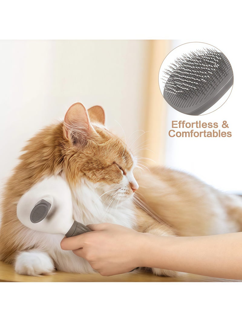 مشط القطط، فرشاة القطط، فرشاة الكلاب، فرشاة العناية بالقطط للقطط قصيرة الشعر، وطويلة الشعر، والقطط الصغيرة والقطط الصغيرة، مشط تدليك ذاتي التنظيف لإزالة الطبقة السفلية السائبة، والحصير، والتشابكات والشعر المتساقط. - Image 2