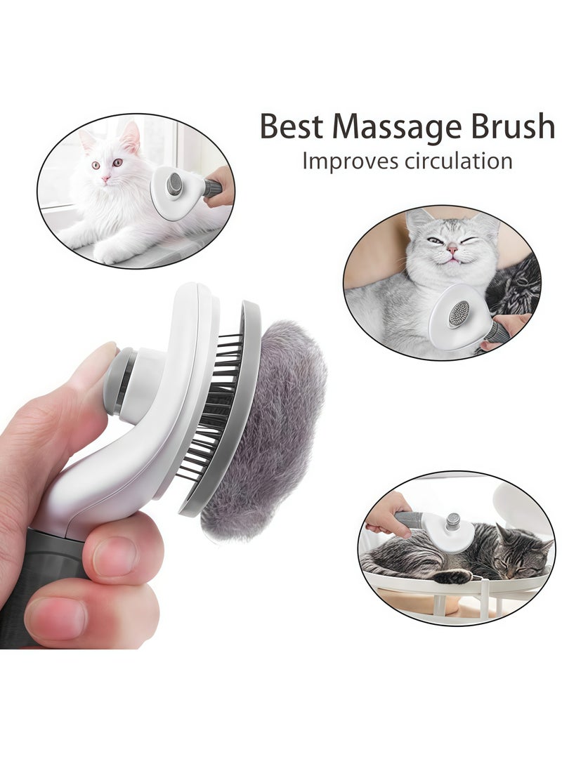 مشط القطط، فرشاة القطط، فرشاة الكلاب، فرشاة العناية بالقطط للقطط قصيرة الشعر، وطويلة الشعر، والقطط الصغيرة والقطط الصغيرة، مشط تدليك ذاتي التنظيف لإزالة الطبقة السفلية السائبة، والحصير، والتشابكات والشعر المتساقط. - Image 4