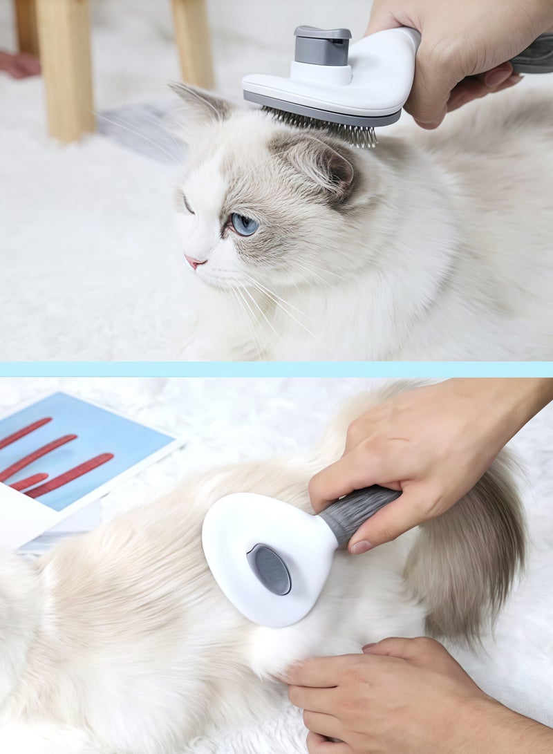 مشط القطط، فرشاة القطط، فرشاة الكلاب، فرشاة العناية بالقطط للقطط قصيرة الشعر، وطويلة الشعر، والقطط الصغيرة والقطط الصغيرة، مشط تدليك ذاتي التنظيف لإزالة الطبقة السفلية السائبة، والحصير، والتشابكات والشعر المتساقط. - Image 5