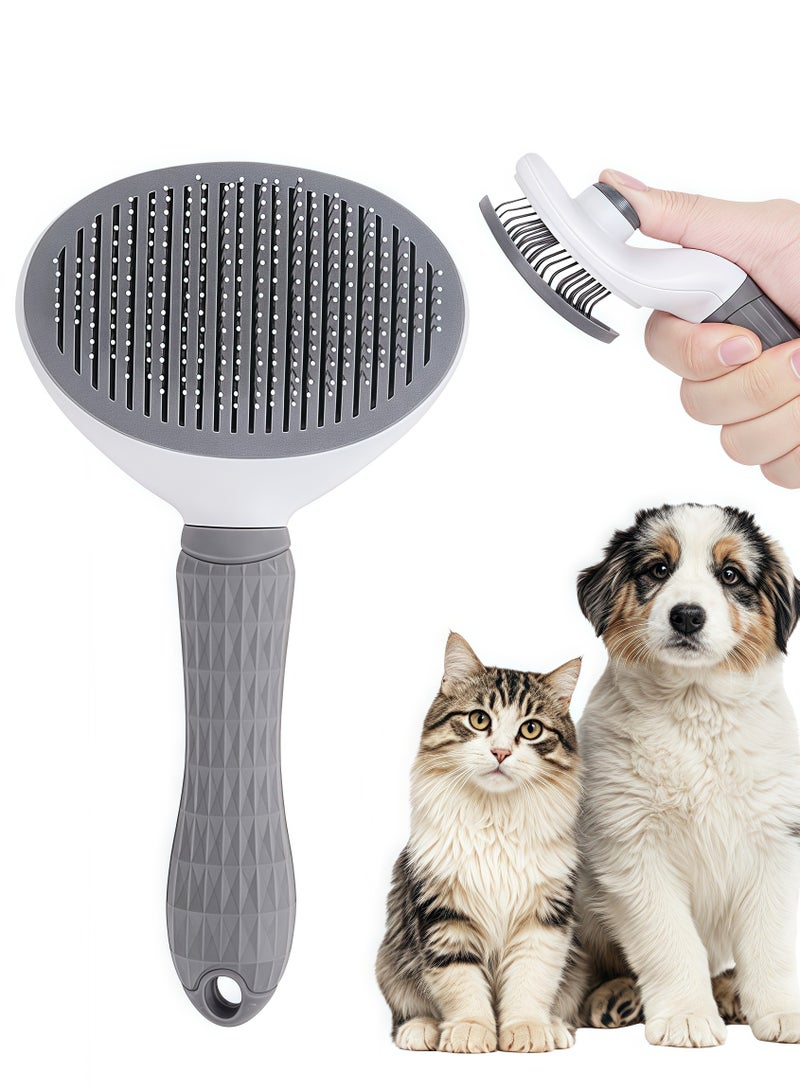 مشط القطط، فرشاة القطط، فرشاة الكلاب، فرشاة العناية بالقطط للقطط قصيرة الشعر، وطويلة الشعر، والقطط الصغيرة والقطط الصغيرة، مشط تدليك ذاتي التنظيف لإزالة الطبقة السفلية السائبة، والحصير، والتشابكات والشعر المتساقط. - Image 1