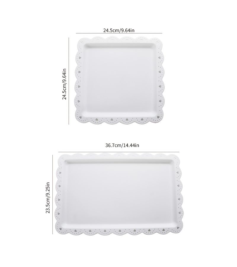 2pcs Rectangle White Plastic Fruit Plate Mousse Dessert Tray Rectangular Pastry Plate Western Style Snack Cake Serving Tray - Image 3