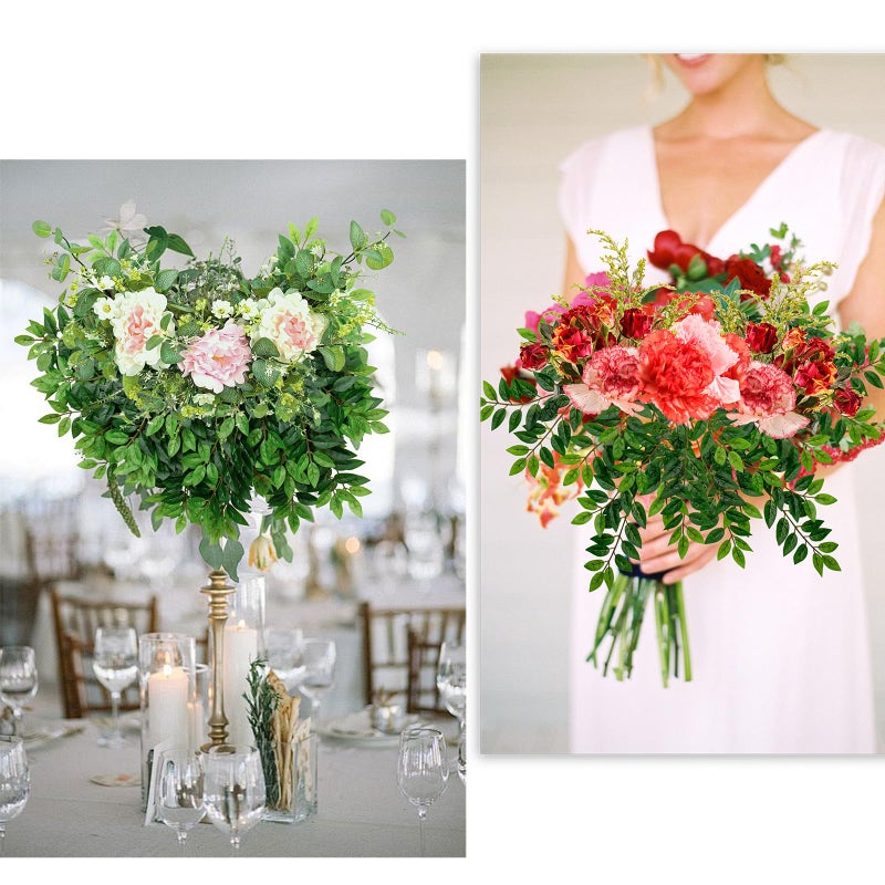 XONOR Artificial Greenery Leaves Stems, 10 Bundles Faux Silk Green Leaf Garland Branches Hanging Greenery Spray for Wedding Bouquet, Arch, Table Centerpieces and Home Decor (10Bundles, Green) - Image 3