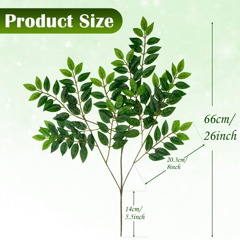 XONOR Artificial Greenery Leaves Stems, 10 Bundles Faux Silk Green Leaf Garland Branches Hanging Greenery Spray for Wedding Bouquet, Arch, Table Centerpieces and Home Decor (10Bundles, Green) - Image 2