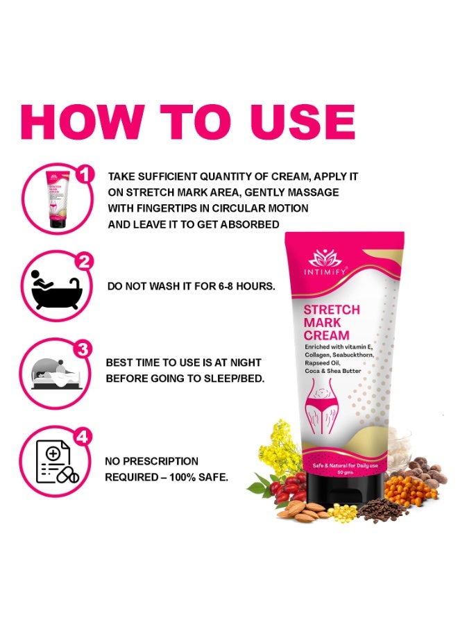 INTIMIFY كريم لإزالة علامات التمدد للنساء، كريم علامات التمدد للحمل، كريم علامات التمدد أثناء الحمل، كريم لإزالة علامات التمدد بعد الحمل 50 جرام (عبوة واحدة) - Image 5
