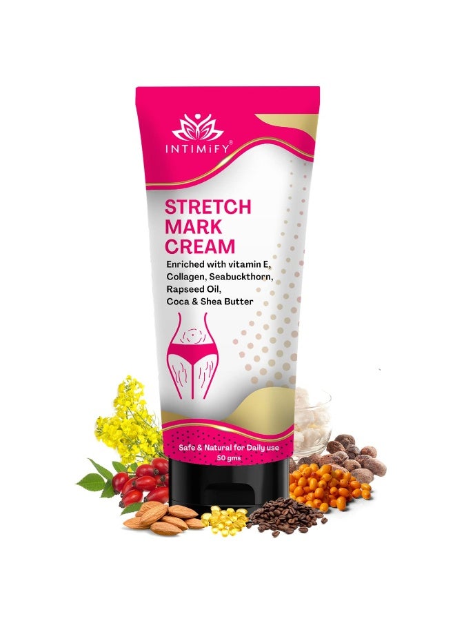 INTIMIFY كريم لإزالة علامات التمدد للنساء، كريم علامات التمدد للحمل، كريم علامات التمدد أثناء الحمل، كريم لإزالة علامات التمدد بعد الحمل 50 جرام (عبوة واحدة) - Image 1