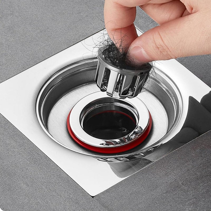 Bathroom Floor Drain, Professional Sealing Backflow Prevention Shower Drain Odor Proof Kitchen Shower Floor Drain Insert with Cover for Bathroom (Red) - Image 5