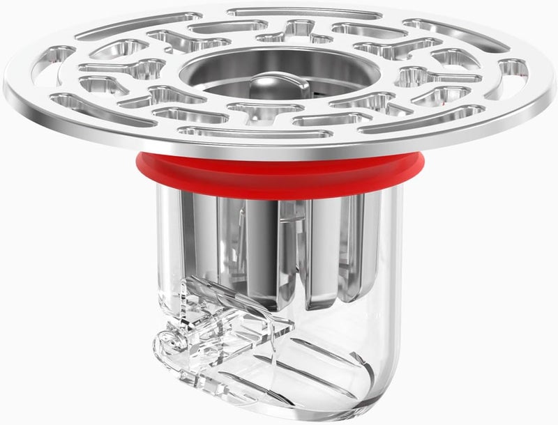 Bathroom Floor Drain, Professional Sealing Backflow Prevention Shower Drain Odor Proof Kitchen Shower Floor Drain Insert with Cover for Bathroom (Red) - Image 1