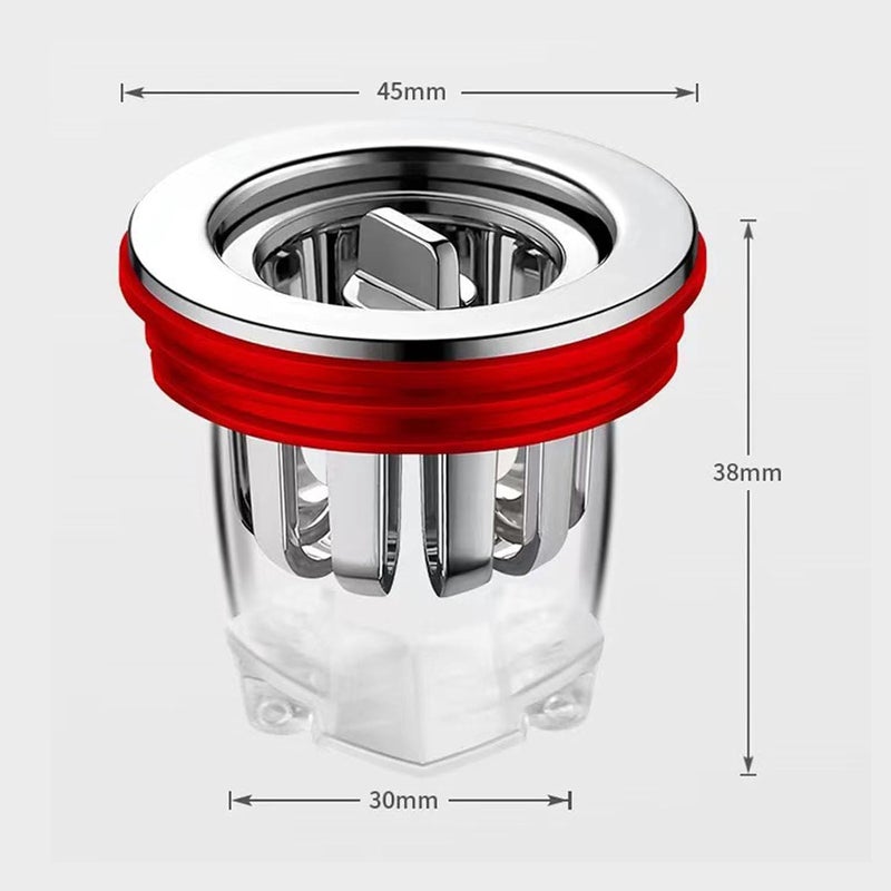 Bathroom Floor Drain, Professional Sealing Backflow Prevention Shower Drain Odor Proof Kitchen Shower Floor Drain Insert with Cover for Bathroom (Red) - Image 2