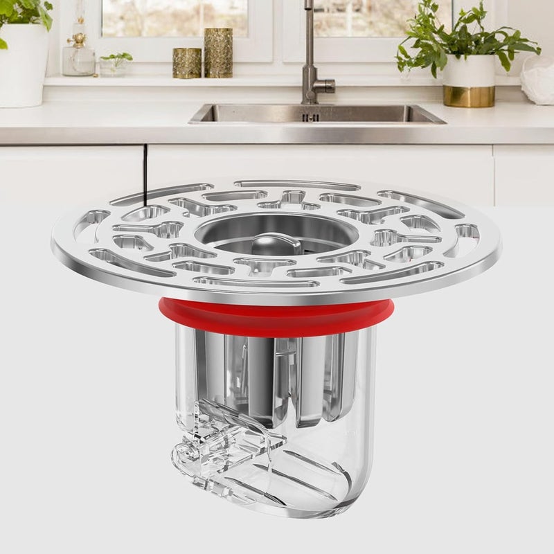 Bathroom Floor Drain, Professional Sealing Backflow Prevention Shower Drain Odor Proof Kitchen Shower Floor Drain Insert with Cover for Bathroom (Red) - Image 3
