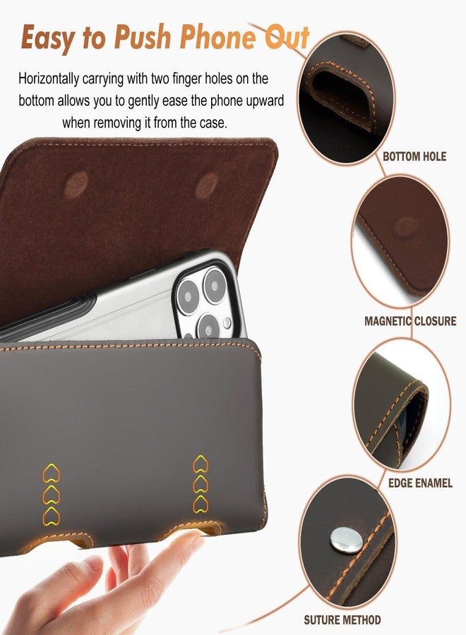 BECPLT Genuine Leather Phone Holster with Belt Clip for Galaxy S24 Ultra S23 Ultra 5G S22 Ultra 5G Note 20 Ultra Galaxy A14 5G F54 F14 M54 Moto G Play 2023 Cell Phone Pouch Holder -Dark Brown - Image 2