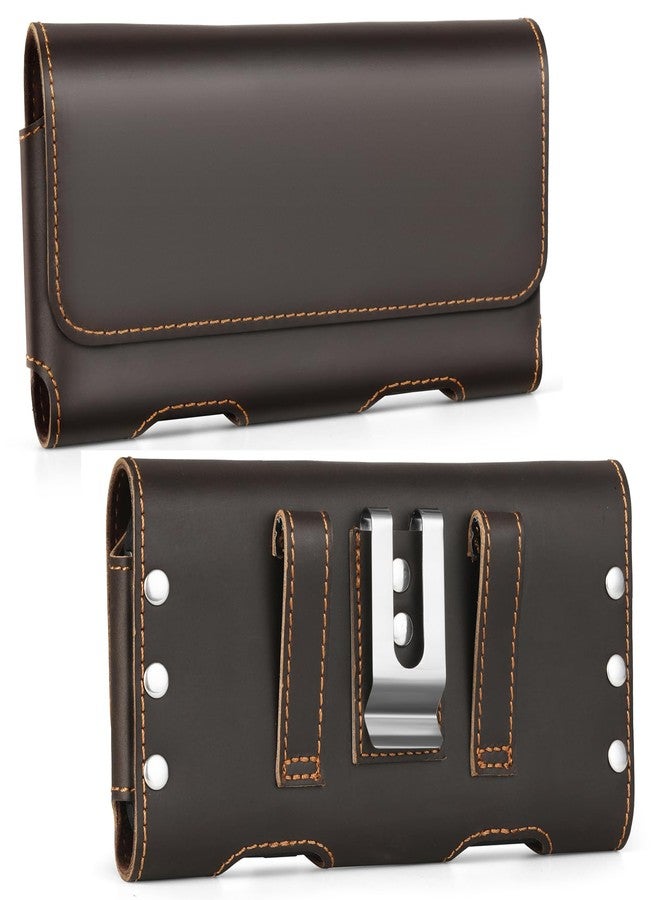 BECPLT Genuine Leather Phone Holster with Belt Clip for Galaxy S24 Ultra S23 Ultra 5G S22 Ultra 5G Note 20 Ultra Galaxy A14 5G F54 F14 M54 Moto G Play 2023 Cell Phone Pouch Holder -Dark Brown - Image 1