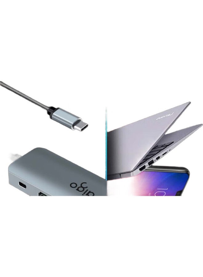 aigo Type-C Expansion Dock, Usb3.0 Hub, Gigabit Ethernet Port, Hdmi/Vga Adapter, Sd/Tf Card Reader, Usb Expansion Dock, Pd100W Fast Charging, T09-R (Metal) - Image 2