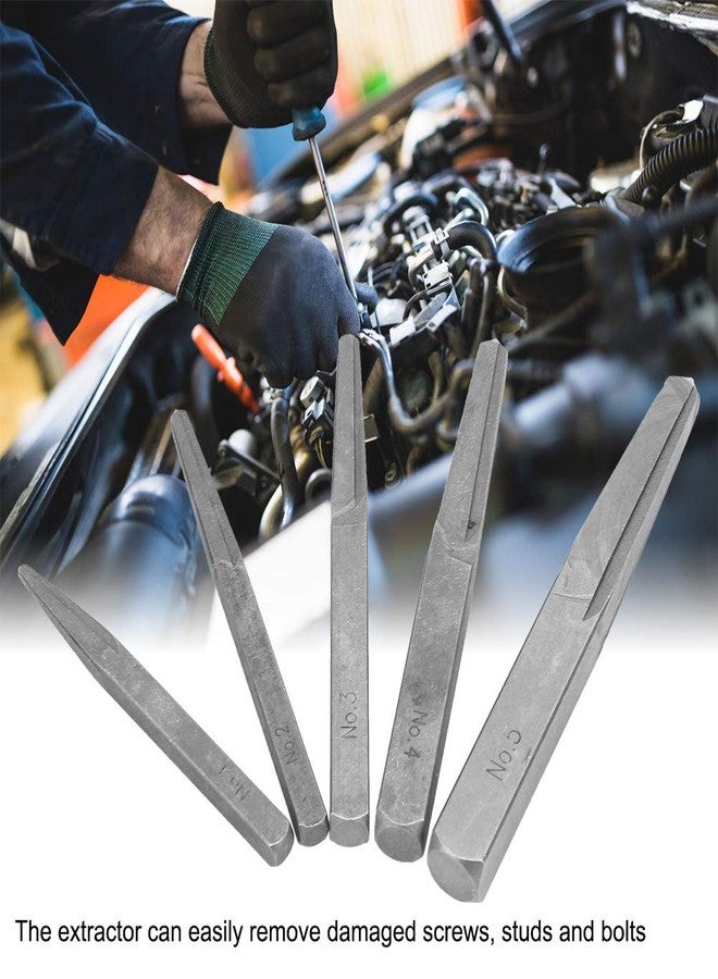 DEWIN Screw Extractor, 5pcs Screw Extractor Set Heavy Duty, Screw Extractor Broken Damaged Bolt Easy Out Removal Tool Square Type - Image 2