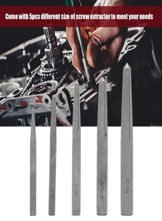 DEWIN Screw Extractor, 5pcs Screw Extractor Set Heavy Duty, Screw Extractor Broken Damaged Bolt Easy Out Removal Tool Square Type - Image 3
