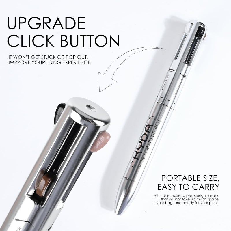 FREEORR 4-in-1 On-The-Go Travel Makeup Pen - Eyeliner in Black & White, Eyebrow Pencil in Brown, Highlighter - Smooth Glide, Easy Carry - Image 2