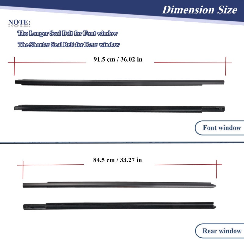 ItranMc Weatherstrip Window Molding Trim Seal For 2009-2021 Dodge Ram 1500 2500 3500 4500 5500 Truck Crew Cab,Black Outer Door Window Trim Seal Belt,Replace#55112376AH 55112377AH 55372138AH 55372139AH - Image 3