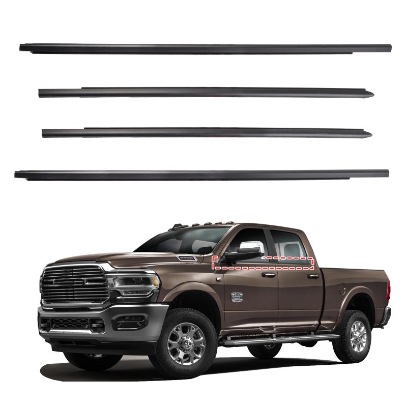 ItranMc Weatherstrip Window Molding Trim Seal For 2009-2021 Dodge Ram 1500 2500 3500 4500 5500 Truck Crew Cab,Black Outer Door Window Trim Seal Belt,Replace#55112376AH 55112377AH 55372138AH 55372139AH - Image 1