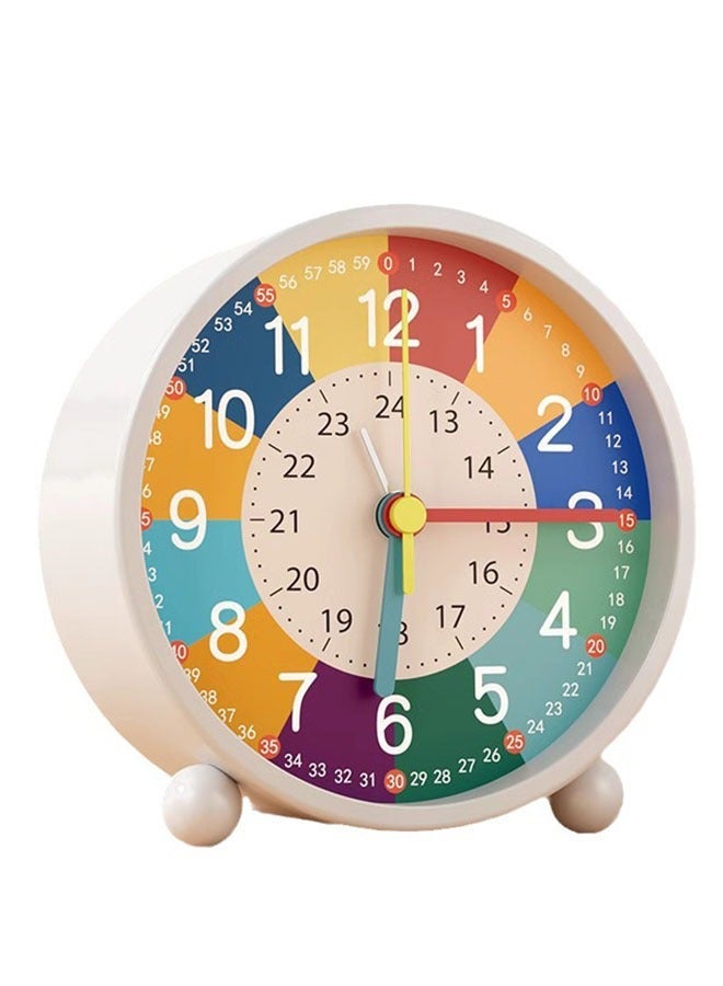 Captaintech Telling Time Teaching Clock for Nursery, Kids Learning Alarm Clock with Colorful Dial, Small Cute Table Clocks Bedroom Desk Silent, Educational Clock with Night Light, for Kids, Teens  - Image 1