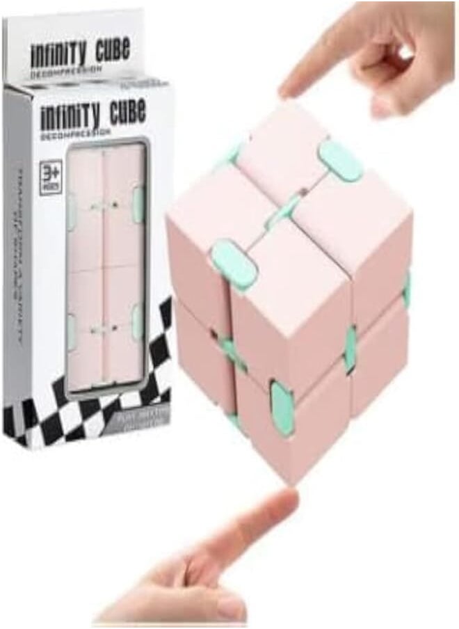 Infinity Cube ORIGINAL Fidget Toy For Kids And Adults, Relieve Stress & Anxiety Cool Hand Mini Toy, Kill Time Toys Infinite Cube (Pink) 
