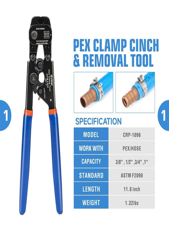 iCrimp PEX Clamp Tool PEX Fitting Kit for Cinch and Removal 3/8-in, 1/2-in, 3/4-in, 1-in PEX Clamps, c/w 1/2''(20 Pack) PEX Clamp Rings, Brass PEX Crimp Fittings(12 Pack), PEX Tubing Cutter - Image 2