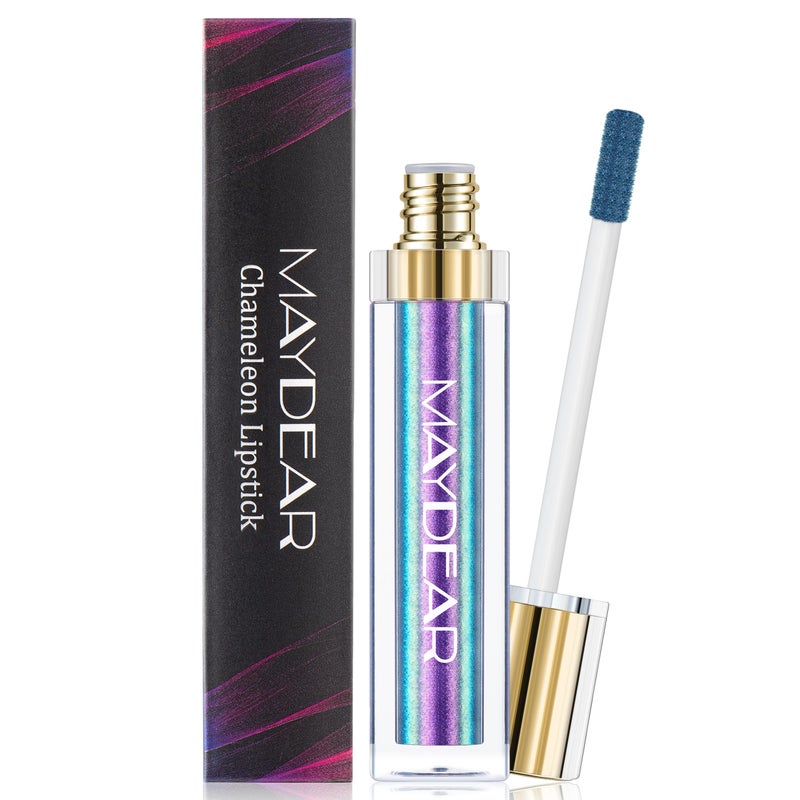 Maydear Chameleon Lipstick, High Pigmented for Women Metallic Shine Lip Gloss, Full-Coverage Multichrome Long Lasting Rainbow Makeup, Blue Purple - Image 2