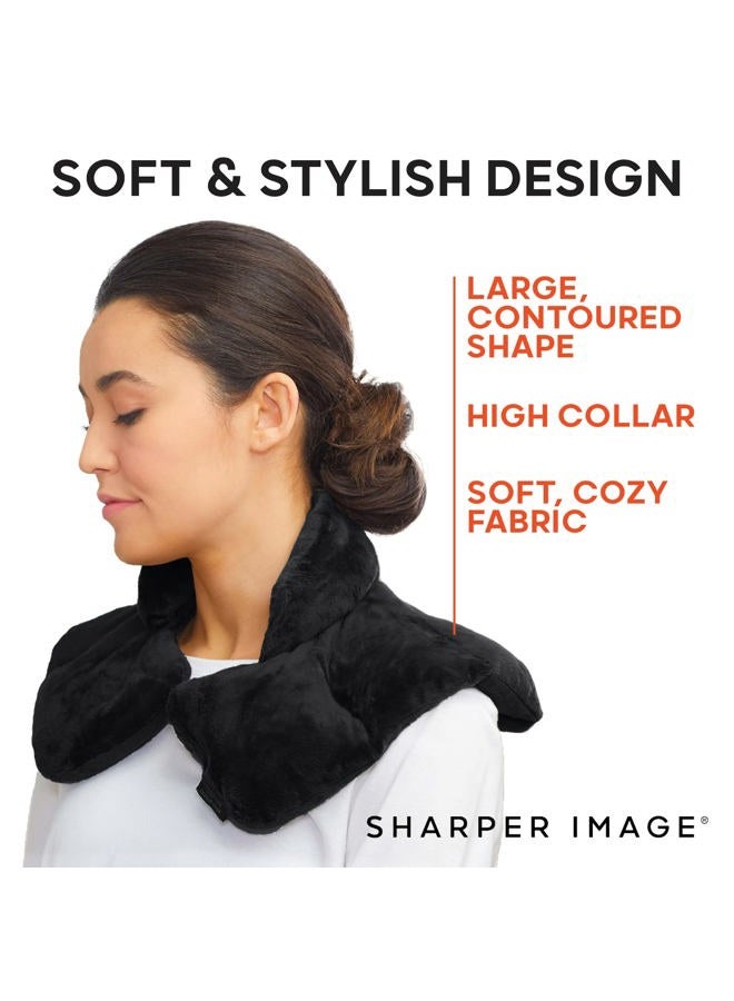 Sharper Image Heated Neck & Shoulder Wrap - Microwavable Warm & Cooling Plush Pad, Scented Aromatherapy (100% Natural Lavender & Herb Spa Blend), Pain Tension Headache Relief Therapy, Gift for Women - Image 5