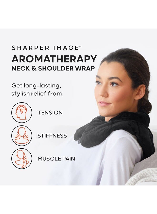 Sharper Image Heated Neck & Shoulder Wrap - Microwavable Warm & Cooling Plush Pad, Scented Aromatherapy (100% Natural Lavender & Herb Spa Blend), Pain Tension Headache Relief Therapy, Gift for Women - Image 2